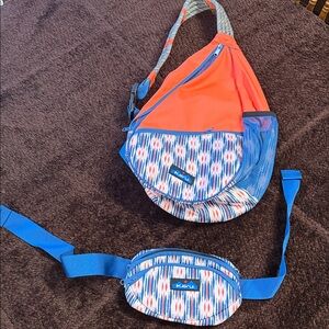 Kavu Orange and Blue Sling Bag with Waist Pack